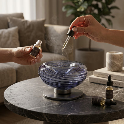 XxouYen™ Art Glass Scent Well - Passive Essential Oil Diffuser with Magnetic Refill System | Hand-Sculpted Waterless & Unheated Aromatherapy Diffuser for Home, Office, and Luxury Decor