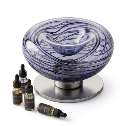 XxouYen™ Art Glass Scent Well - Passive Essential Oil Diffuser with Magnetic Refill System | Hand-Sculpted Waterless & Unheated Aromatherapy Diffuser for Home, Office, and Luxury Decor