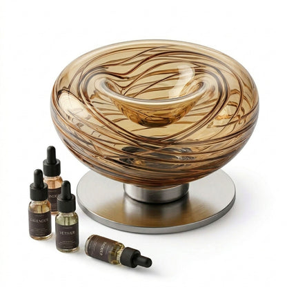 XxouYen™ Art Glass Scent Well - Passive Essential Oil Diffuser with Magnetic Refill System | Hand-Sculpted Waterless & Unheated Aromatherapy Diffuser for Home, Office, and Luxury Decor