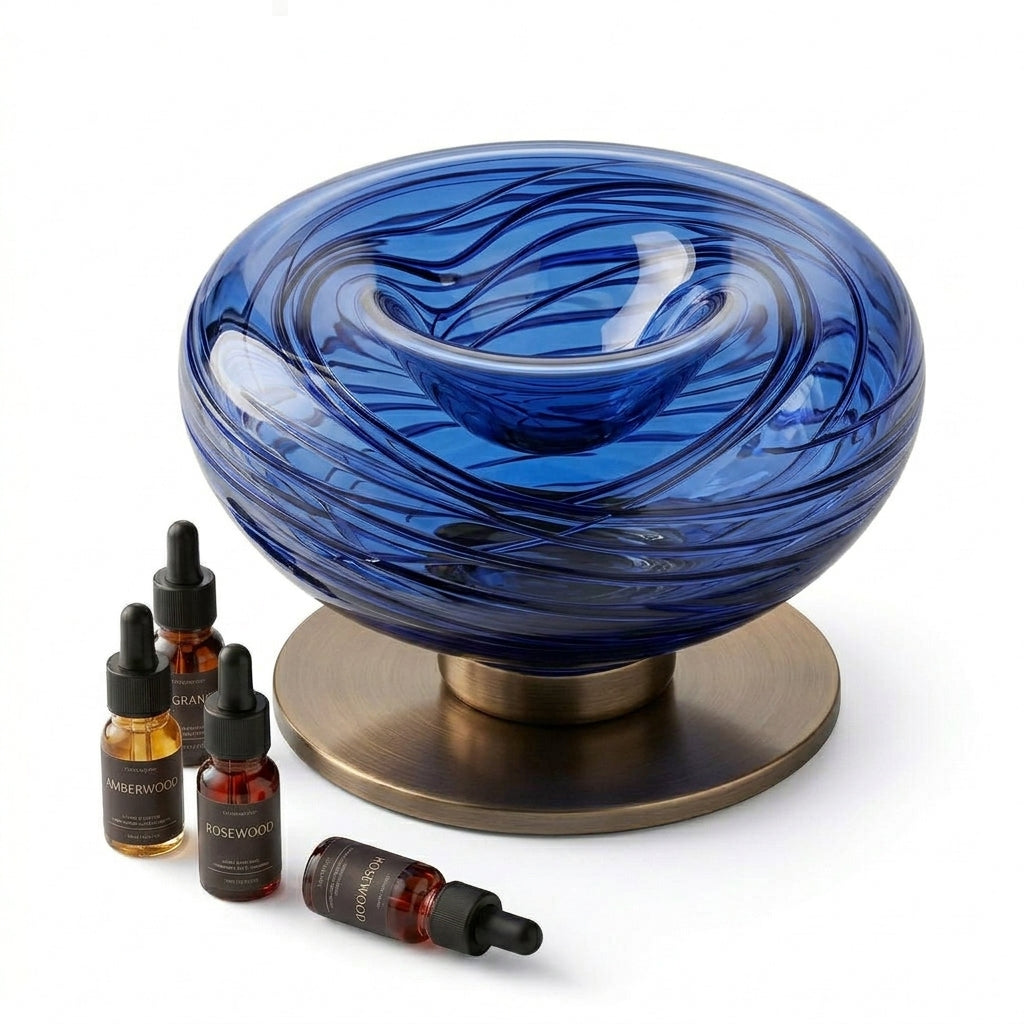 XxouYen™ Art Glass Scent Well - Passive Essential Oil Diffuser with Magnetic Refill System | Hand-Sculpted Waterless & Unheated Aromatherapy Diffuser for Home, Office, and Luxury Decor