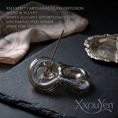 XxouYen™ Artisanal Glass Incense Holder | Hand-Blown Modern Incense Burner & Ash Catcher | Minimalist Aesthetic Glass Sculpture for Aromatherapy, Meditation & Luxury Home Decor Gift